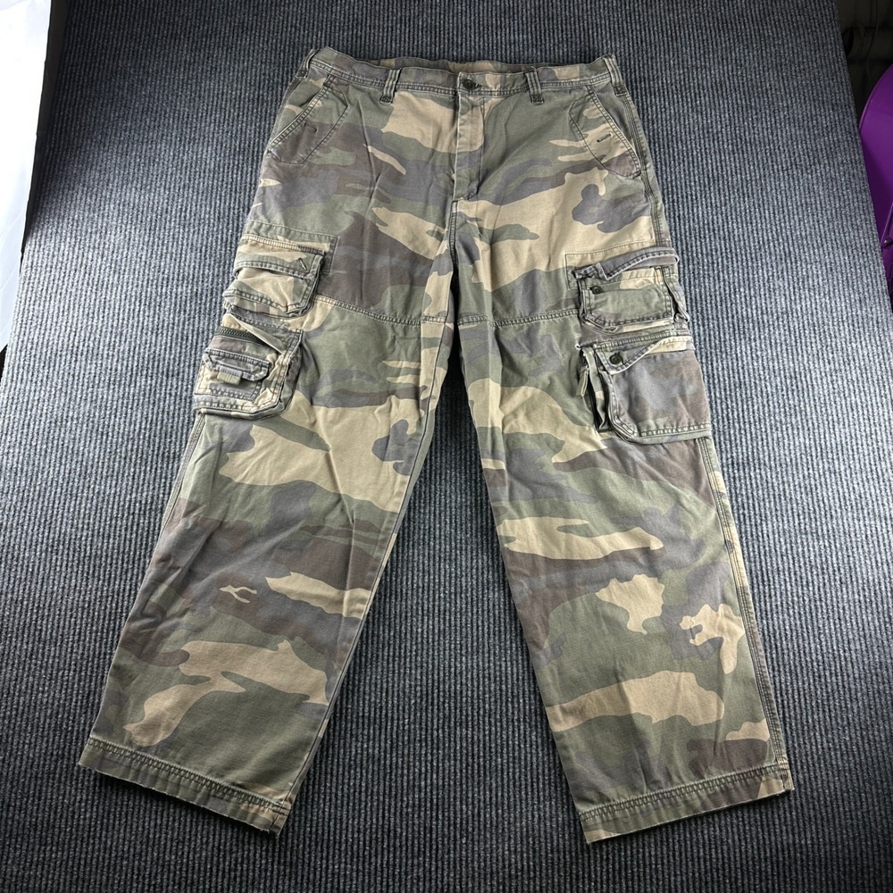 Old Navy Mens Camo Cargo Pants 38x32 Woodland Camouflage Multi Pocket Cotton